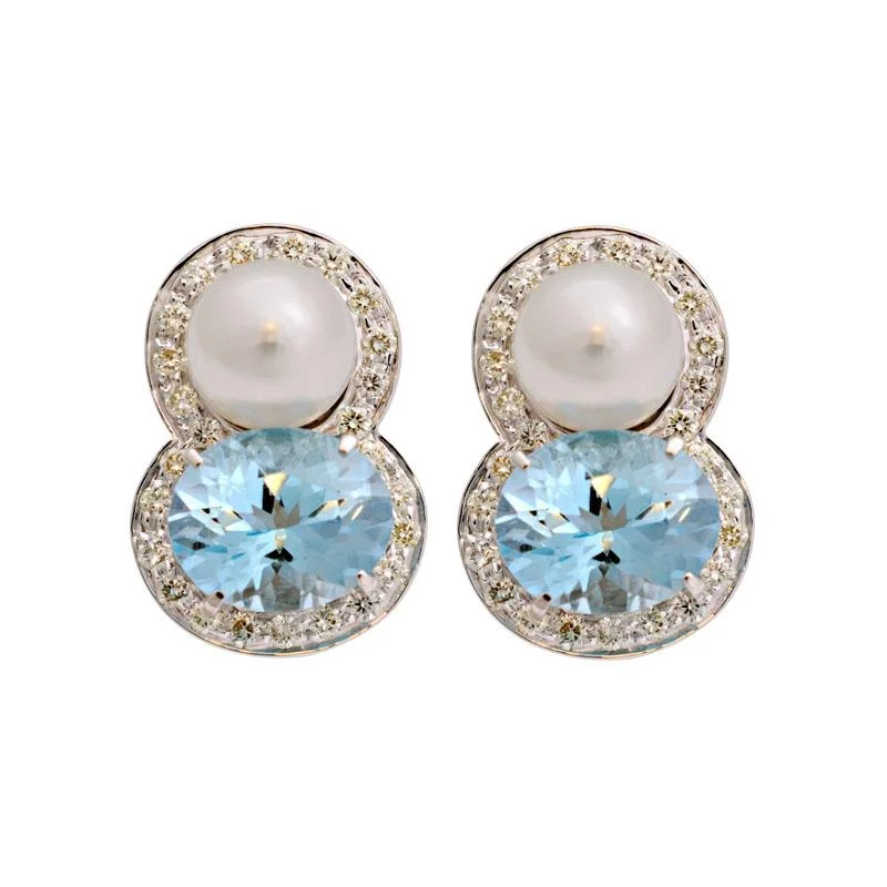 ladies-custom-chandelier-earrings-Earrings-Blue Topaz, South Sea Pearl and Diamond  (180AS)