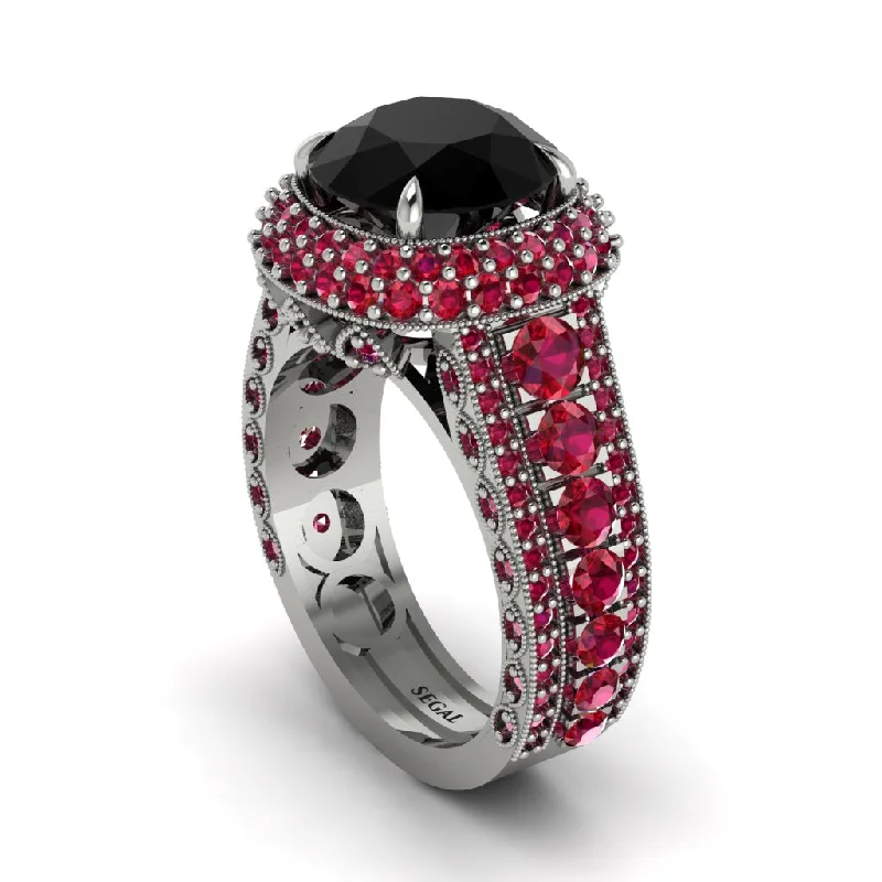 engagement-handmade-white-gold-rings-Black Diamond Radiant Majesty Pave Engagement Ring - Cataleya No. 54