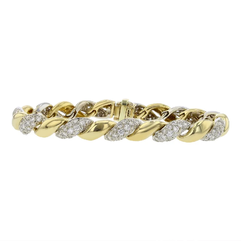 Ladies bracelets fine elegance -14K Yellow and White Gold Diamond Link Bracelet