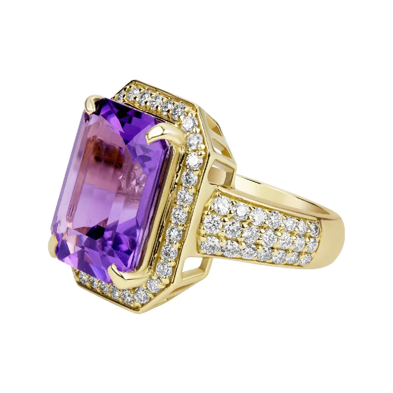 ladies-bridal-cluster-rings-Ring - Amethyst And Diamond (2381C)