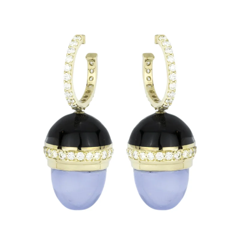 ladies-heart-teardrop-earrings-Earrings - Chalcedony And Diamond (Enamel) (2264D)