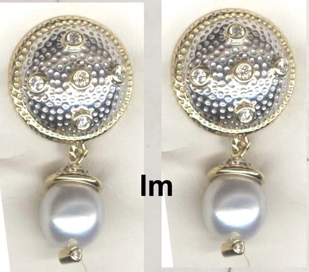 ladies-ethnic-chandelier-earrings-Repair - Earrings - South Sea Pearl and Diamond in Silver and 18K Gold (13LM)