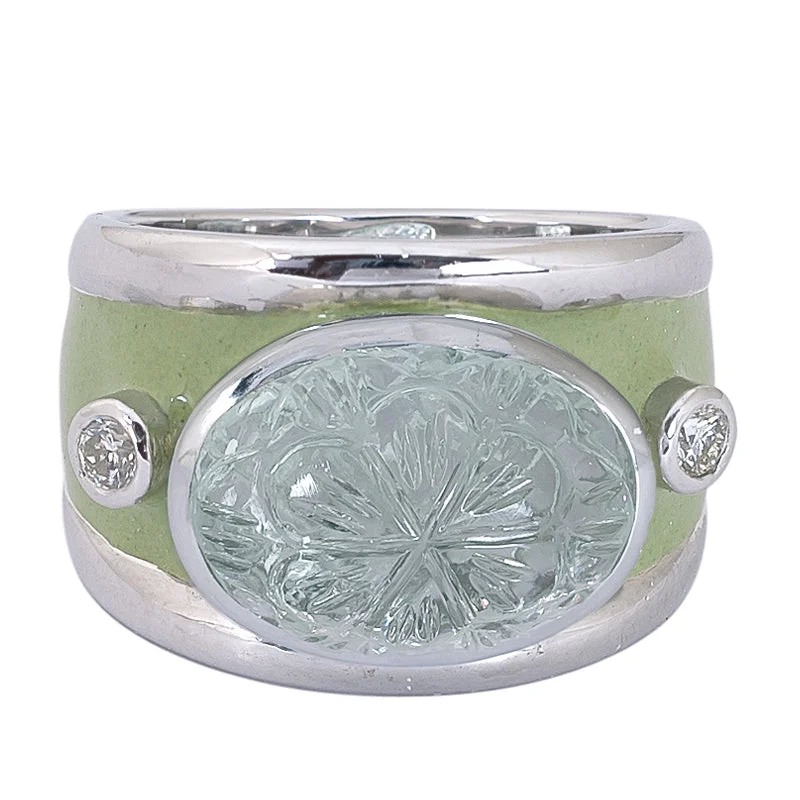 ladies-wedding-accent-rings-Ring- Green Quartz and Diamond (Enamel)