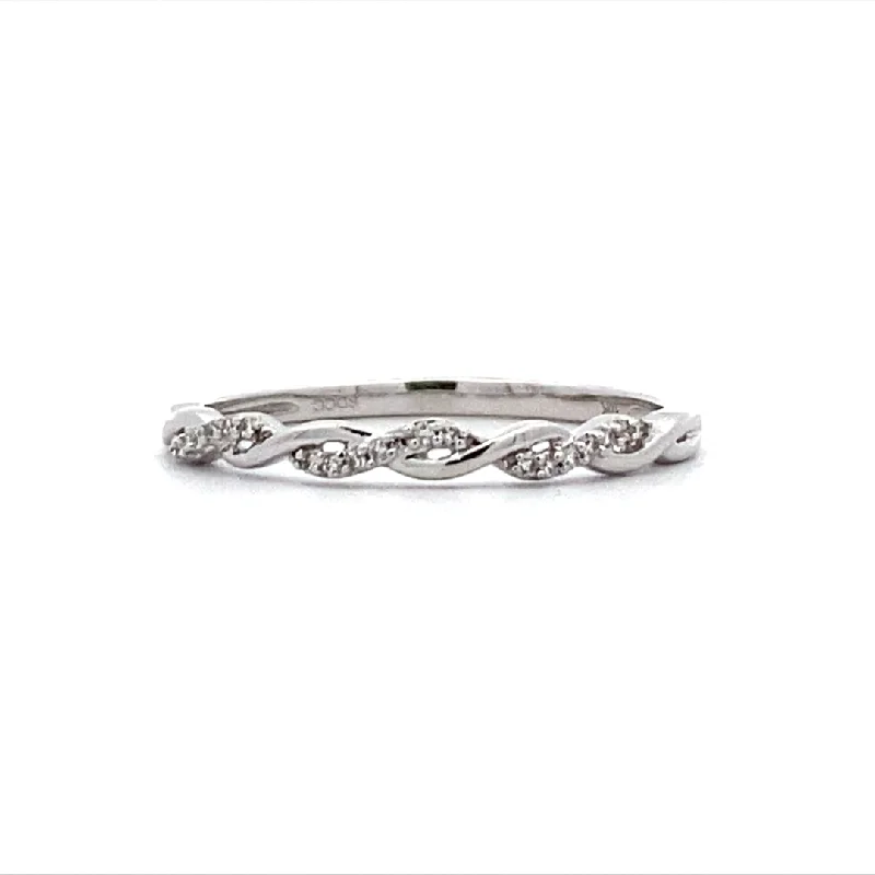 ladies-wedding-accent-rings-Diamond Twist Stackable Ring in White Gold