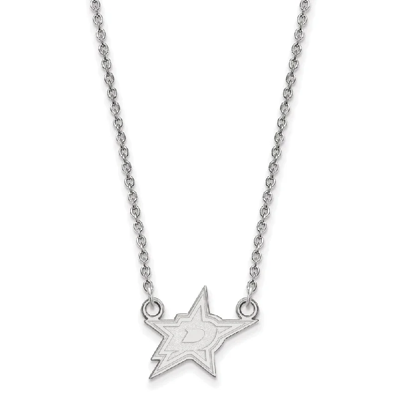 Ladies necklaces tactile charm -14k White Gold NHL Dallas Stars Small Necklace, 18 Inch