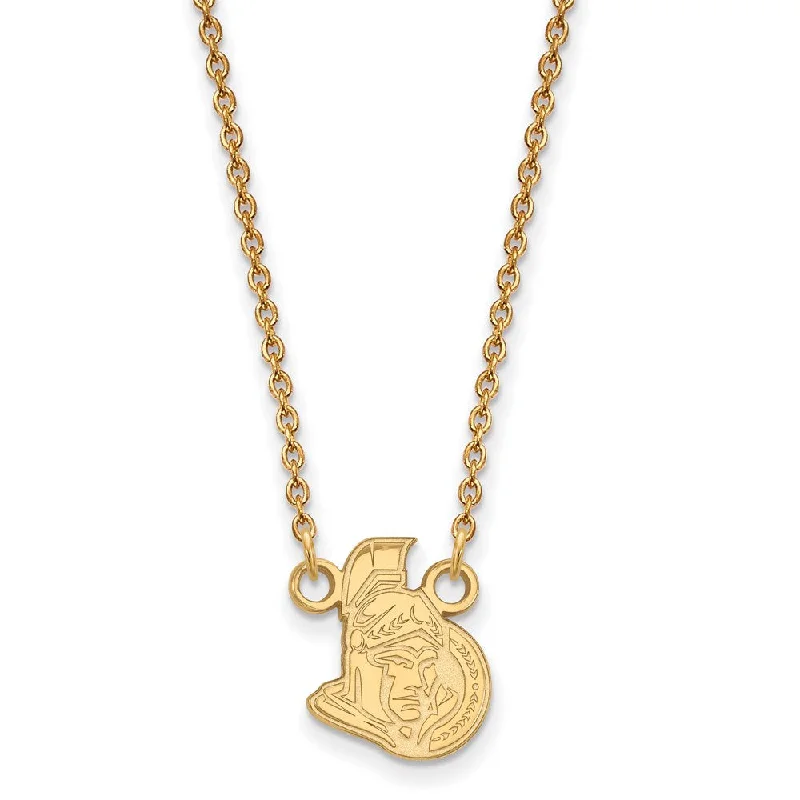 Ladies necklaces with wave charm -10k Yellow Gold NHL Ottawa Senators Small Necklace, 18 Inch