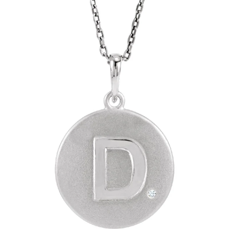 Ladies necklaces with star pendants -The Emma Sterling Silver Diamond Block Initial D Disc Necklace, 18 In.