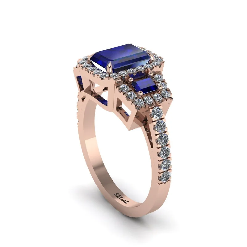 engagement-handmade-white-gold-rings-Sapphire Three Halo Radiance Engagement Ring - Emely No. 14