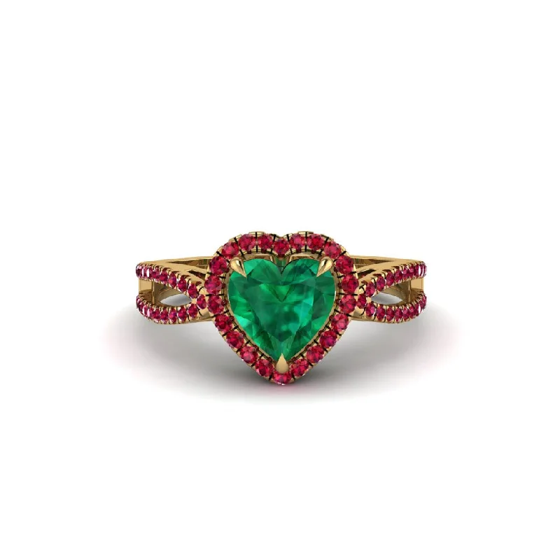 engagement-affordable-white-gold-rings-Heart's Emerald Embrace Engagement Ring - Alison No. 49