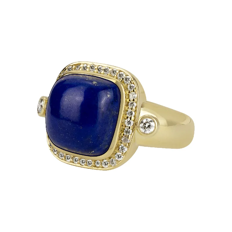 ladies-custom-sapphire-rings-Ring - Lapis Lazuli And Diamond