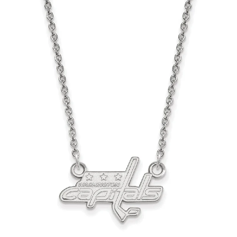 Ladies necklaces with fin charm -10k White Gold NHL Washington Capitals Small Necklace, 18 Inch