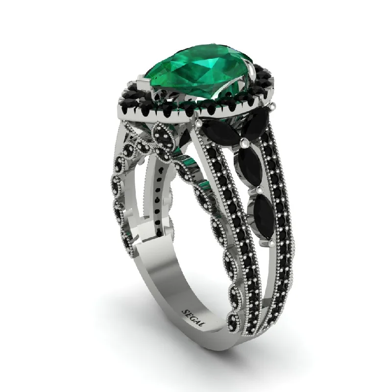 engagement-heart-bezel-set-rings-Emerald Imperial Blossom Engagement Ring - April No. 36