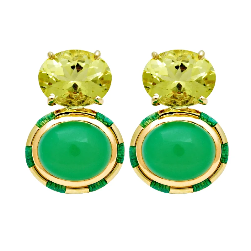 ladies-elegant-chandelier-earrings-Earrings- Lemon Quartz And Chrysoprase (enamel) (2032H)