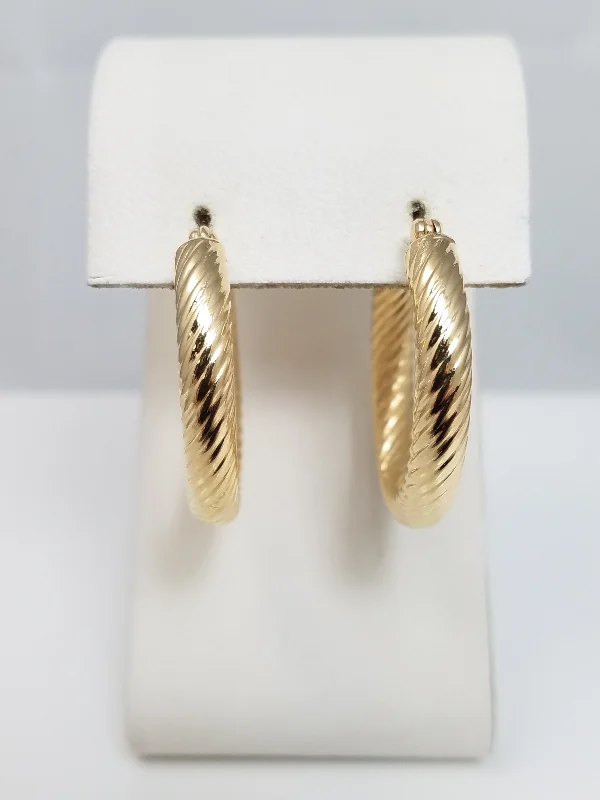 ladies-ethnic-ear-cuff-earrings-14k Yellow Gold Hollow Spiral Hoop Earrings