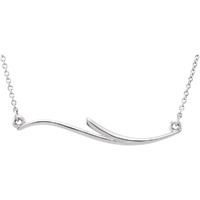 Ladies necklaces elegant flair -Freeform Bar Necklace in 14k White Gold, 17.5 Inch