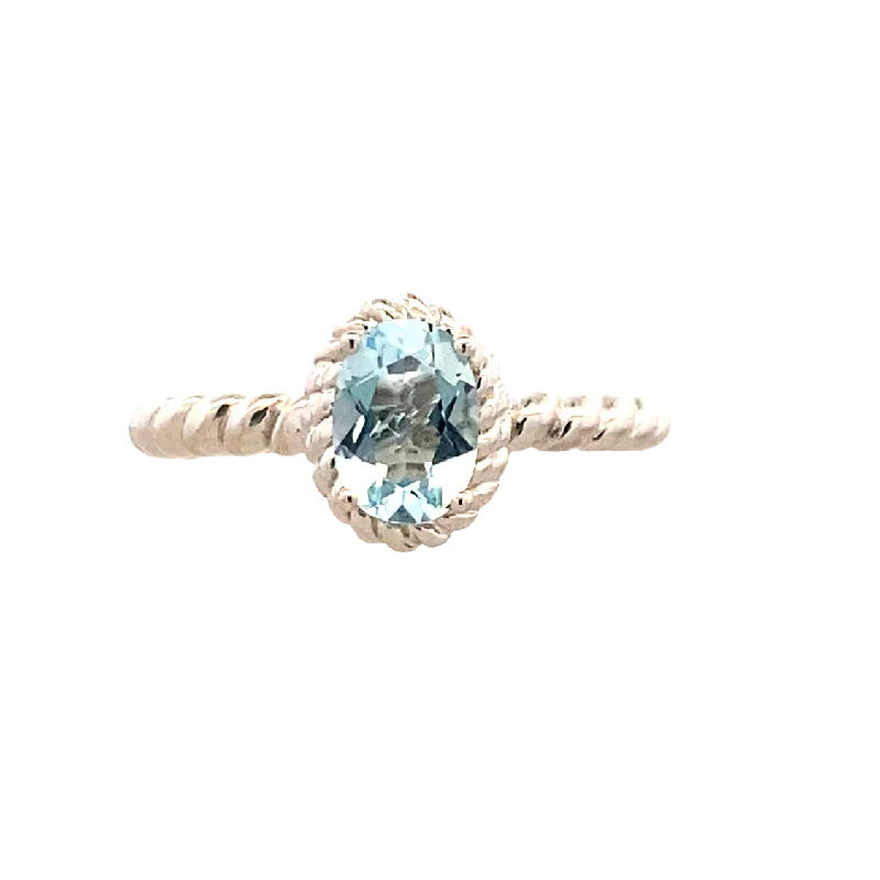 ladies-marquise-cut-gold-rings-Aquamarine Halo Rope Ring in Silver