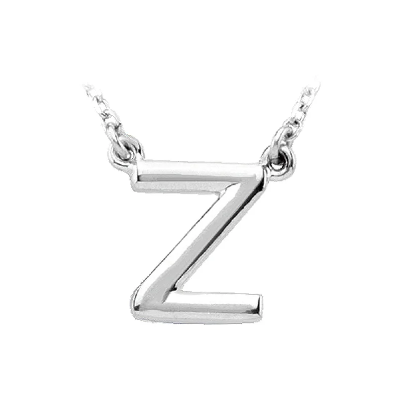 Ladies necklaces unique elegance -14K White Gold, Kendall Collection, Block Initial Z Necklace, 16 Inch