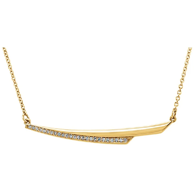 Ladies necklaces with ash apatite -.08 Ctw Diamond Freeform Bar Necklace in 14k Yellow Gold, 17.5 Inch