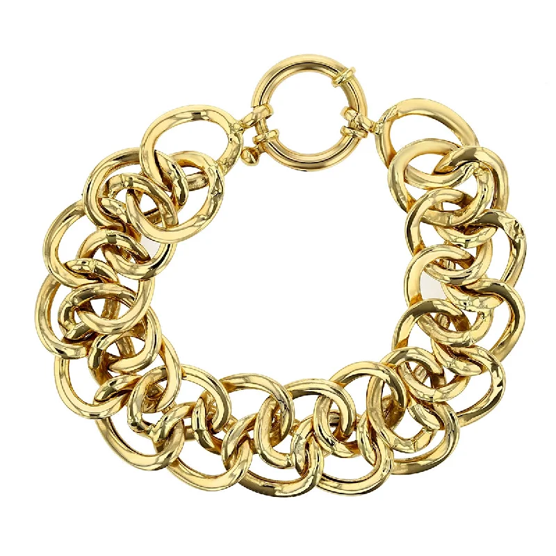 Ladies bracelets for pioneer elegance -14K Yellow Gold Hollow Link 7.5-Inch Bracelet