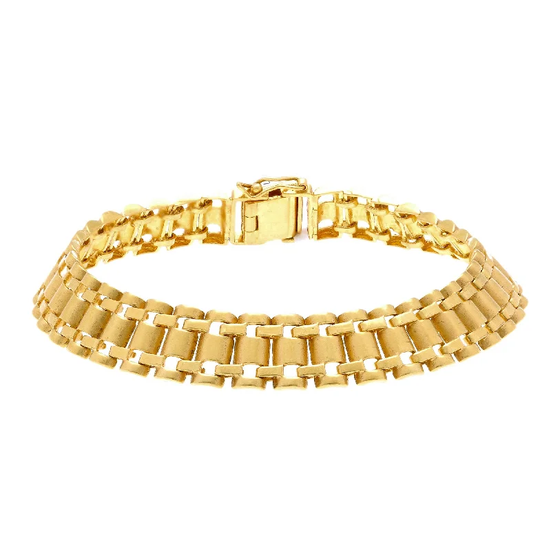 Ladies bracelets artsy charm -22K Yellow Gold Men's Watch Band Bracelet W/ Curved Tubular Links