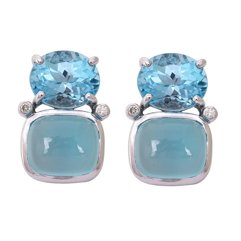 ladies-delicate-pearl-earrings-Earrings- Blue Topaz, Chalcedony and Diamond  (264ES)