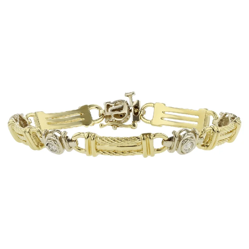 Ladies bracelets multi-layer charm -14K Yellow Gold and White Gold Diamond Bracelet