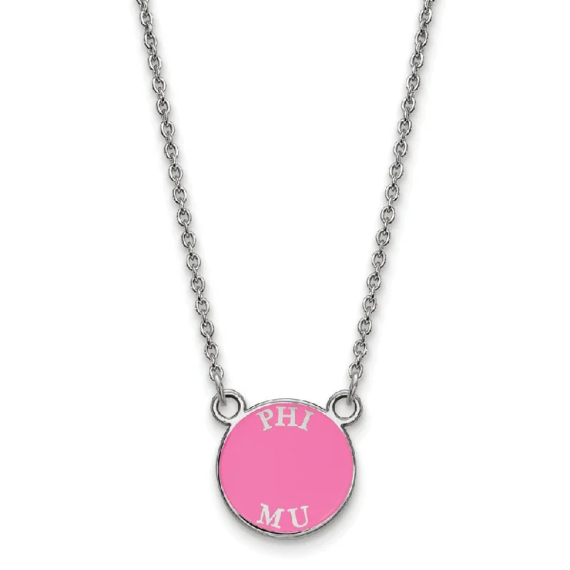 Ladies necklaces stacked elegance -Sterling Silver Phi Mu XS (Tiny) Enamel Disc Necklace