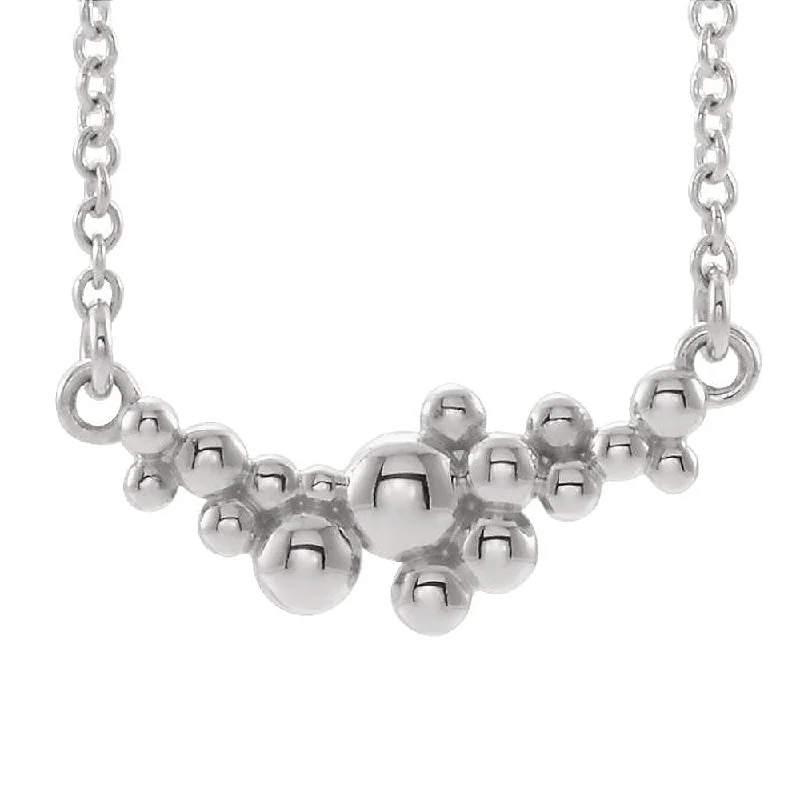 Ladies necklaces for night glamour -Sterling Silver Scattered Beaded Bar Necklace, 16 or 18 Inch