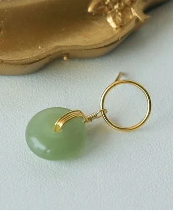 ladies-artisan-chandelier-earrings-Synthetic Jade Ring Earrings