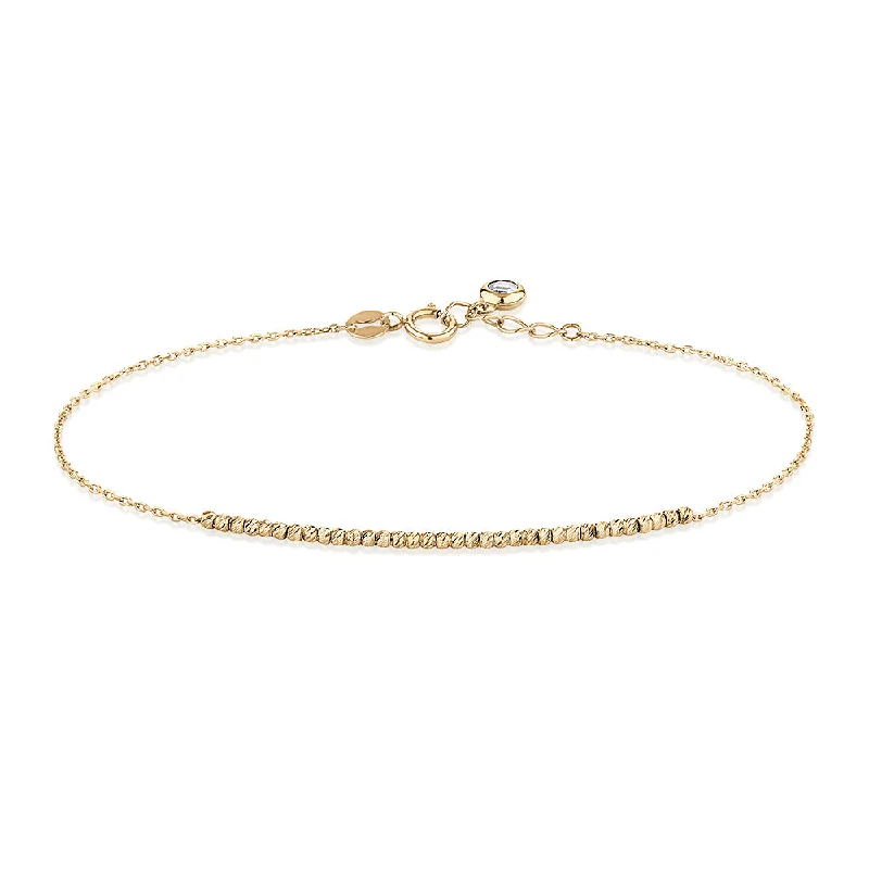 Ladies bracelets for fall vibes -Bracelet with diamond simulant in 10 carat yellow gold