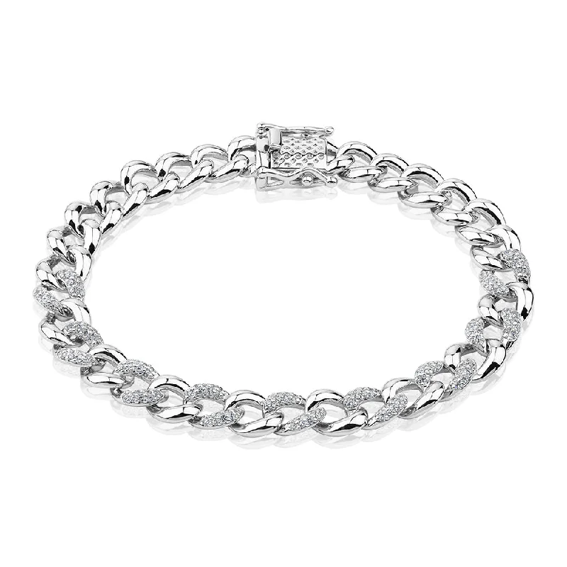 Ladies bracelets for dance elegance -Round Brilliant bracelet with 0.79 carats* of diamond simulants in sterling silver