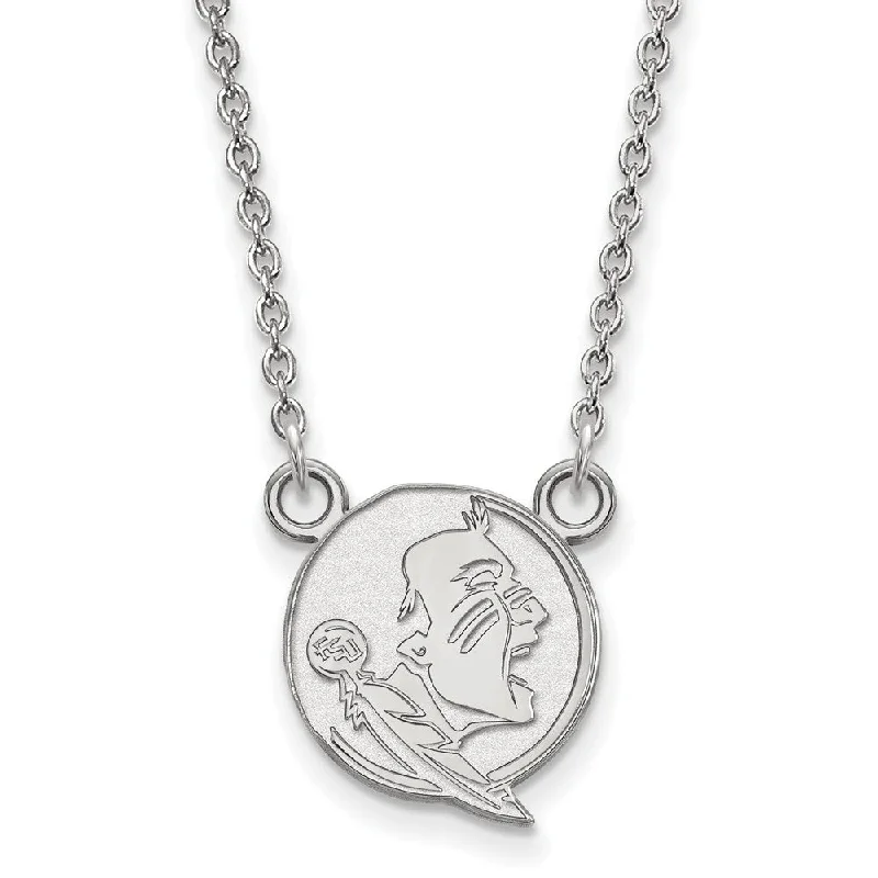 Ladies necklaces for craft charm -Sterling Silver Florida State Small Seminole Disc Necklace