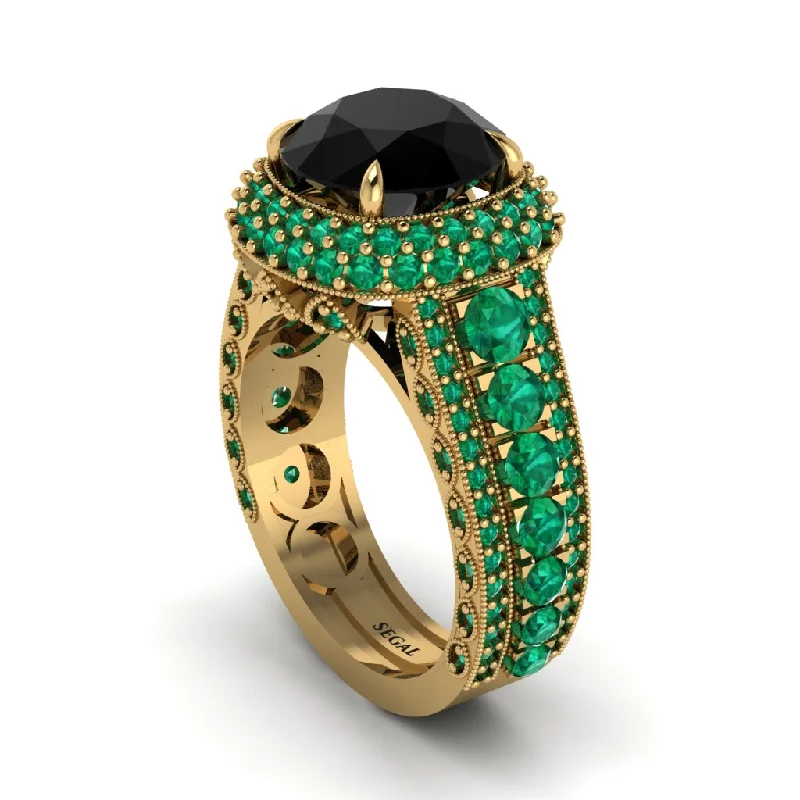 engagement-luxury-emerald-rings-Black Diamond Radiant Majesty Pave Engagement Ring - Cataleya No. 22