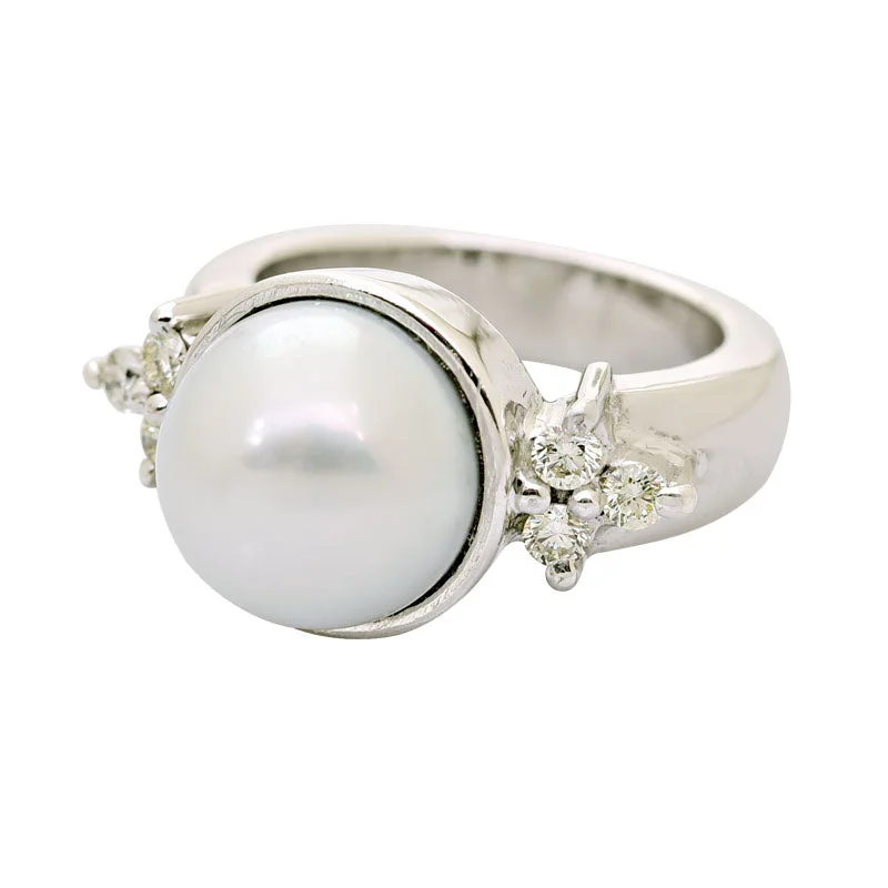 ladies-rose-gold-channel-set-rings-Ring-South Sea Pearl and Diamond