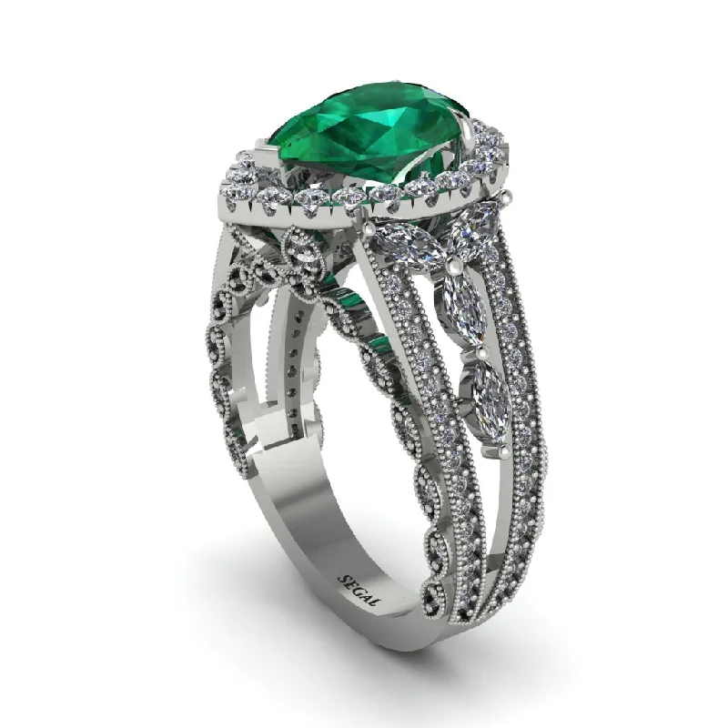 engagement-ruby-tension-set-rings-Emerald Imperial Blossom Engagement Ring - April No. 6