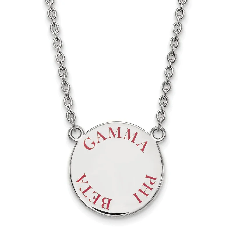 Ladies necklaces for yoga charm -Sterling Silver Gamma Phi Beta Large Red Enamel Necklace