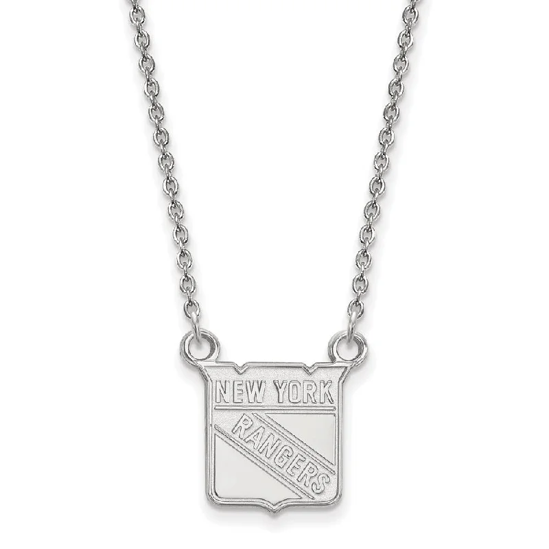 Ladies necklaces with sage moss agate -10k White Gold NHL New York Rangers Small Necklace, 18 Inch