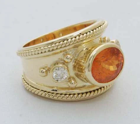 ladies-custom-emerald-rings-Repair - Ring - Orange Garnet & Diamond (1699G)