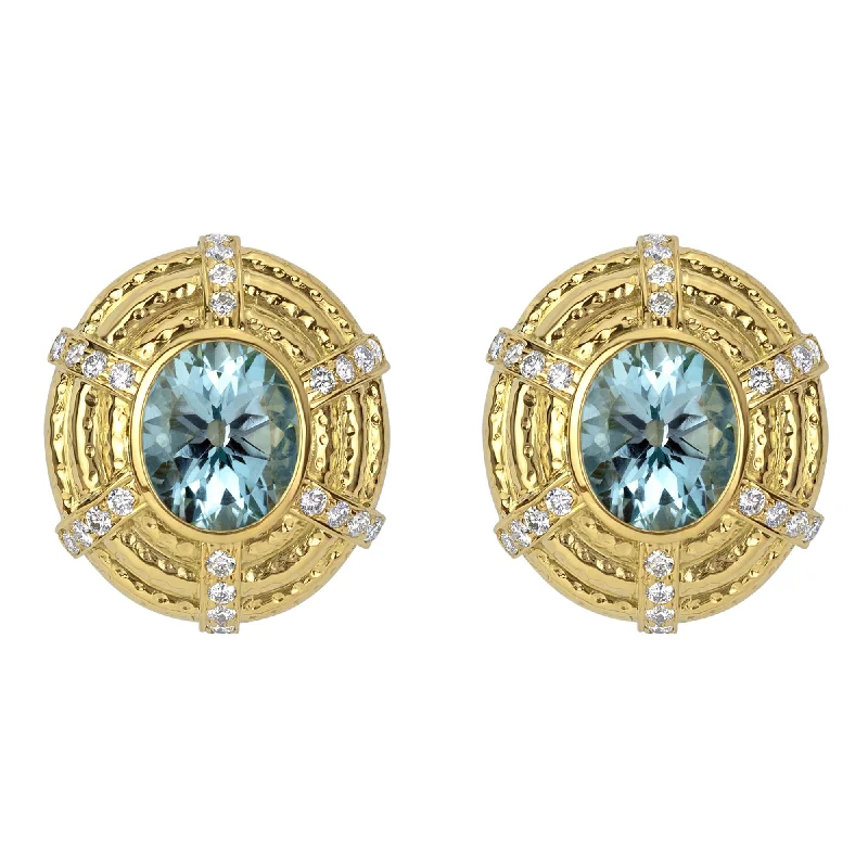 ladies-gift-chain-link-earrings-Earrings- Blue Topaz And Diamond (1564G)