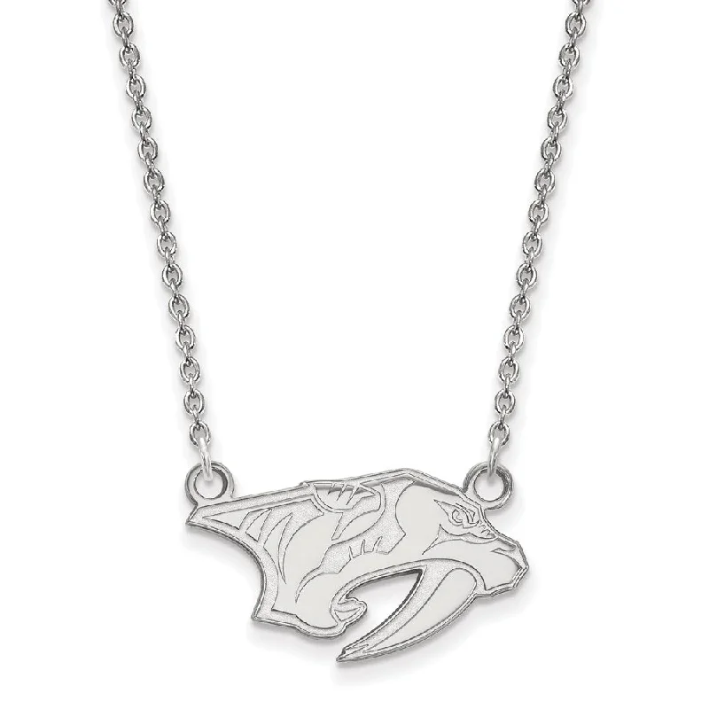 Ladies necklaces for expo vibes -14k White Gold NHL Nashville Predators Small Necklace, 18 Inch