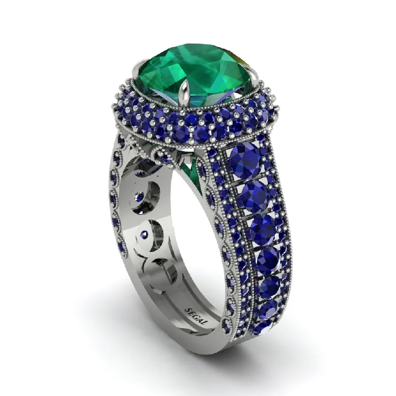 engagement-radiant-cut-emerald-rings-Emerald Radiant Majesty Pave Engagement Ring - Cataleya No. 66