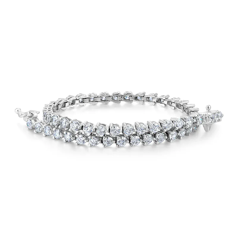 Ladies bracelets with pearl clusters -Round Brilliant tennis bracelet with 3.18 carats* of diamond simulants in sterling silver