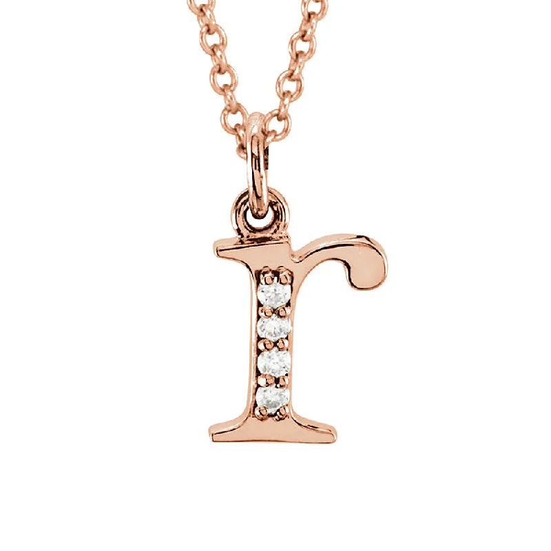 Ladies necklaces for team gifts -The Abbey 14k Rose Gold Diamond Lower Case Initial 'r' Necklace 16 In