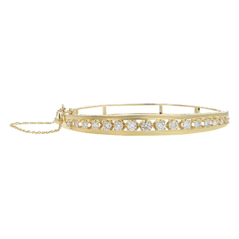 Ladies bracelets for adventure elegance -14K Yellow Gold Diamond Graduated Bangle Bracelet