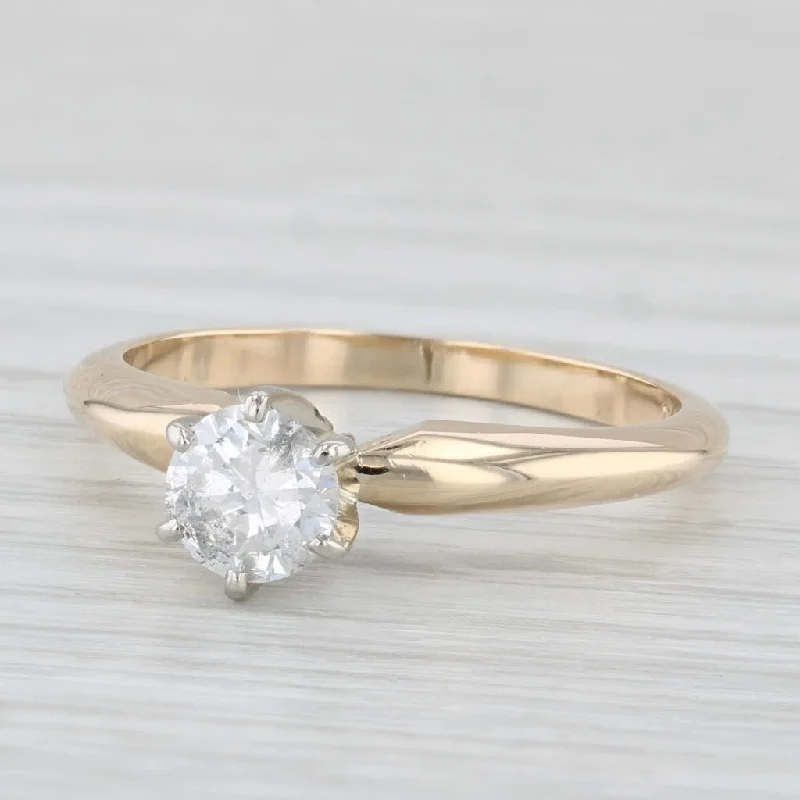 engagement-handmade-white-gold-rings-0.46ct Round Diamond Solitaire Engagement Ring 14k Gold Size 6.25