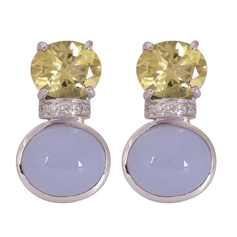 ladies-gemstone-teardrop-earrings-Repair - Earrings - Lemon Quartz, Chalcedony and Diamond (273CS)