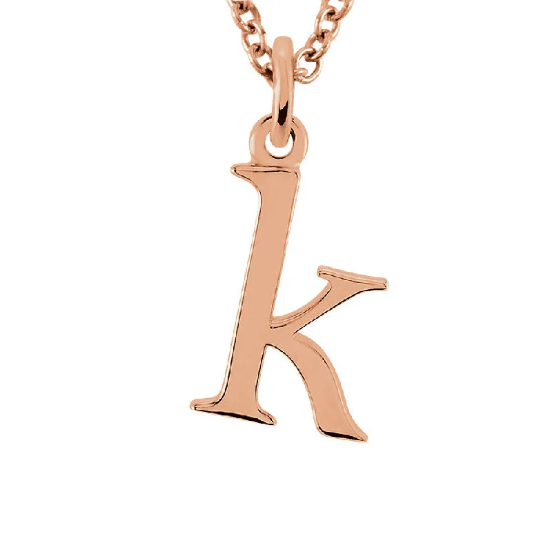 Ladies necklaces thick charm -The Abbey Lower Case Initial 'k' Necklace in 14k Rose Gold, 16 Inch