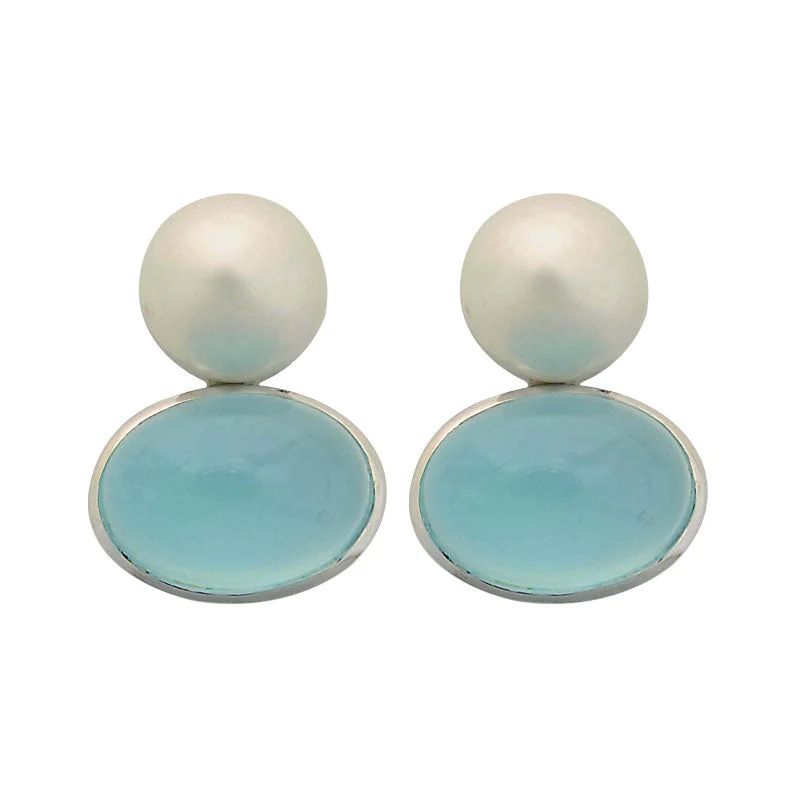 ladies-elegant-gold-earrings-Earrings-Chalcedony and South Sea Pearl