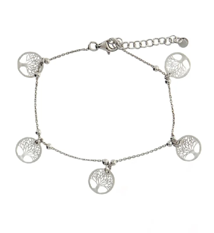 Ladies bracelets fancy charm -Sterling Silver Tree of Life Bracelet