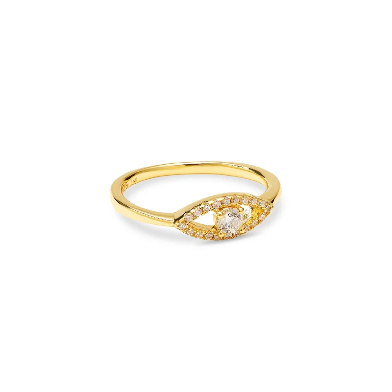 ladies-minimalist-cathedral-rings-THE MINI PAVE' EVIL EYE RING